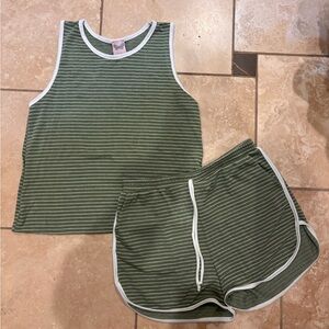 Paper Crane Sage Striped Top